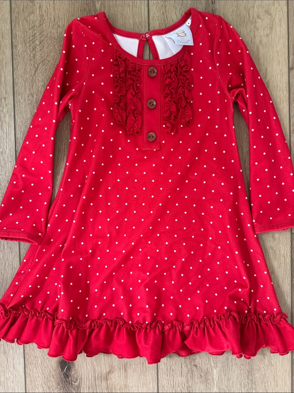 Swoon Boutique Red Polka Dot Ruffle Front Dress